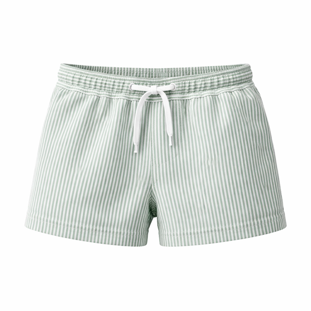 Children's &amp; Baby Swim Shorts – Almond Green Seersucker