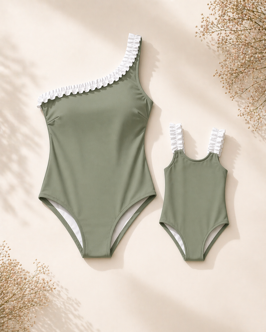 Maillots de bain matchy-matchy mère fille kaki