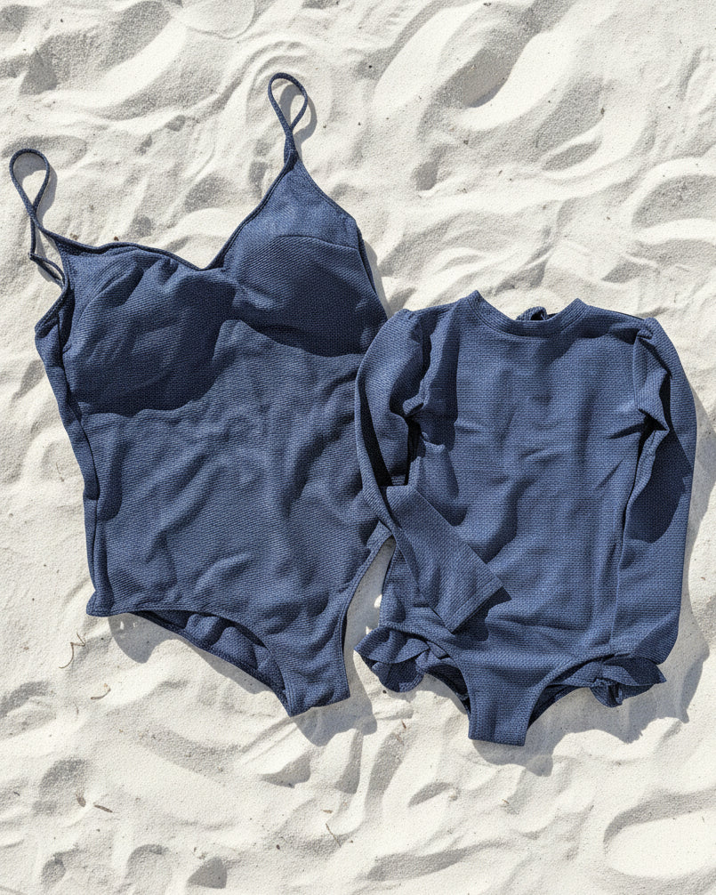 Maillot de bain assorti Maman & Enfant – Bleu Marine Pailleté ✨